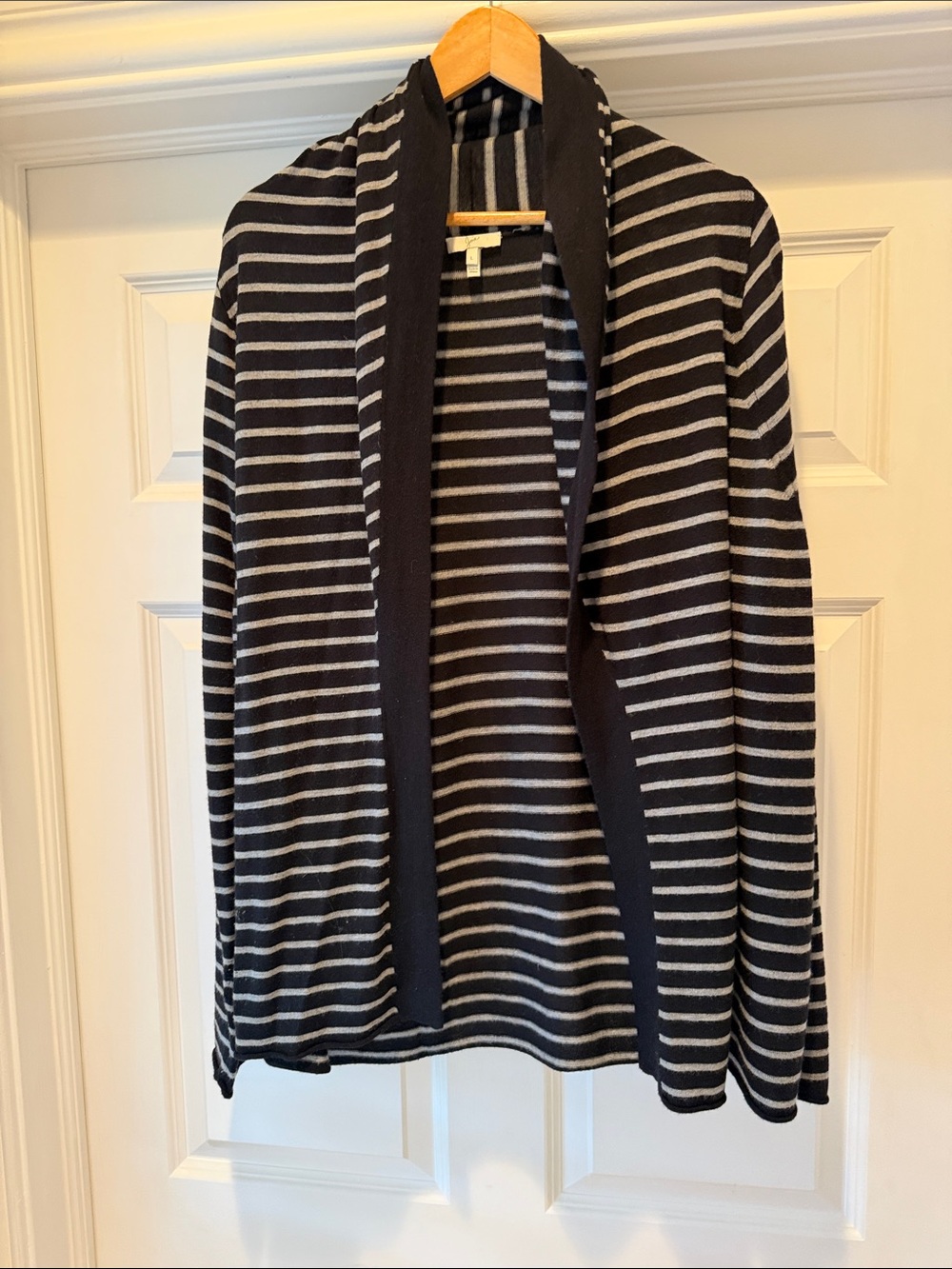 Joie Black and Gray Striped Open-Front Women's Cardigan